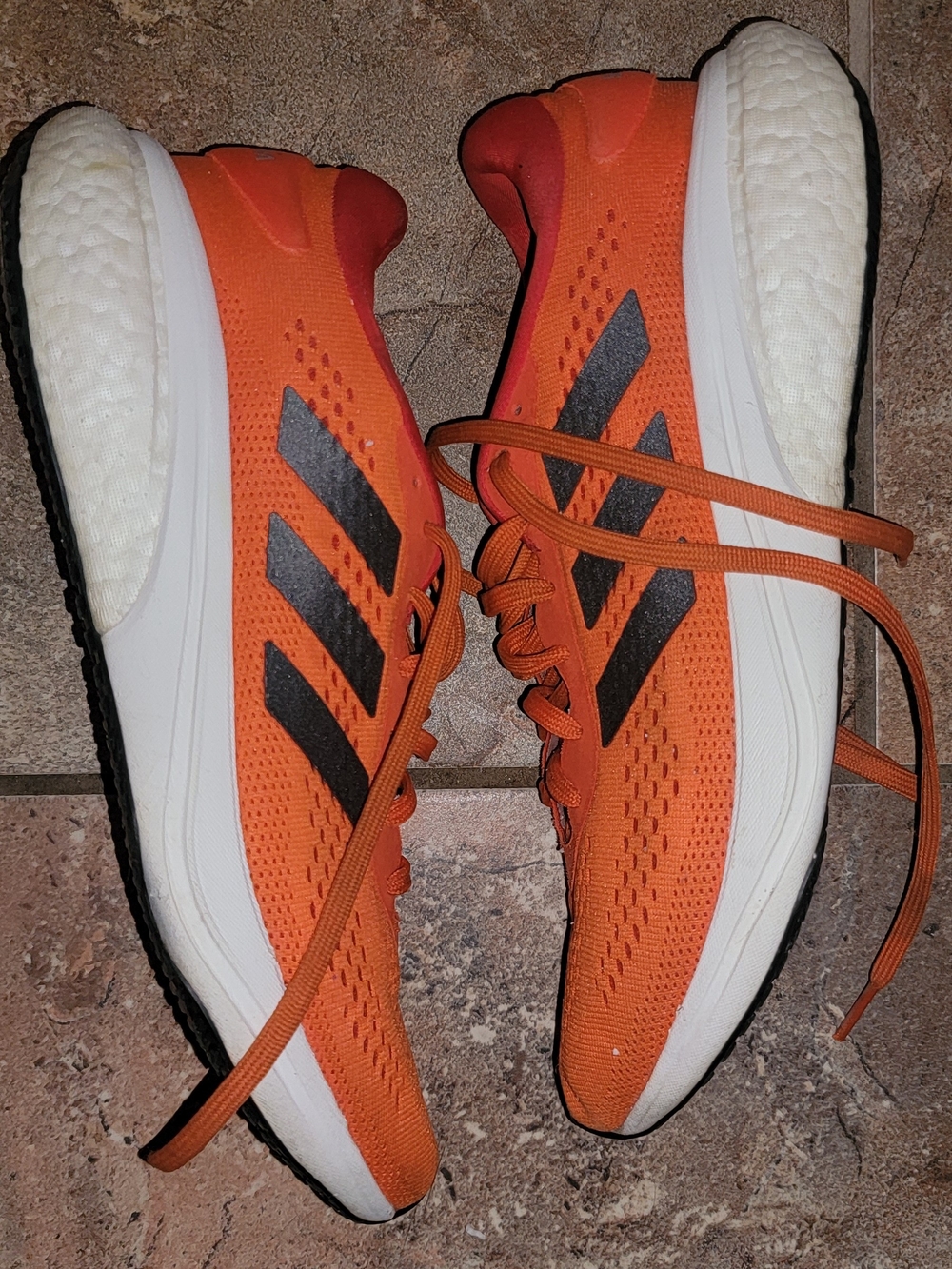 Adidas Orange Running Shoes with Black Stripes  M10.5